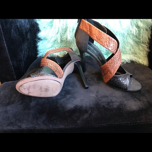 DEREK LAM Layn Snakeskin Suede Crisscross sandals - Picture 8 of 8